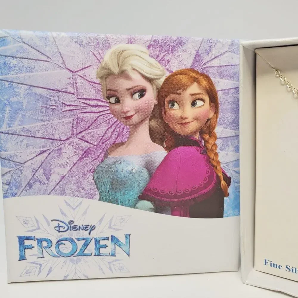 Disney Frozen Elsa Shaker Necklace Silver Blue Snowflake
